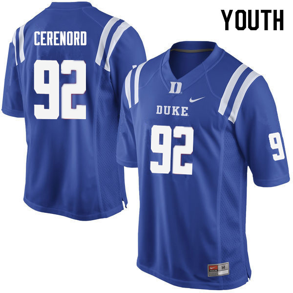 Youth #92 Edgar Cerenord Duke Blue Devils College Football Jerseys Sale-Blue